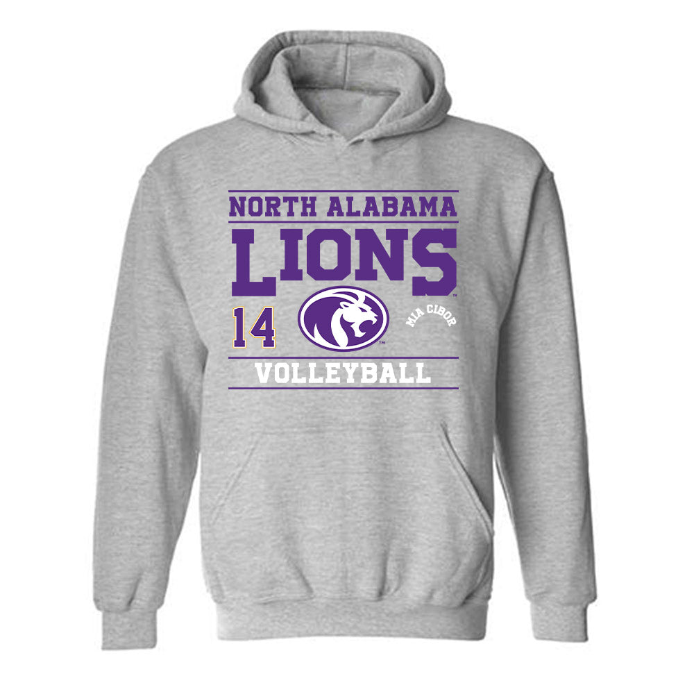 North Alabama - NCAA Women's Volleyball : Mia Cibor - Classic Fashion Shersey Hooded Sweatshirt-0
