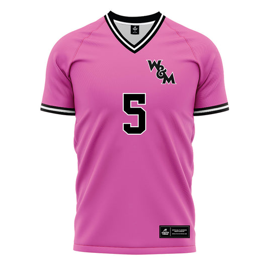 William & Mary - NCAA Men's Soccer : Noah Hiort-Wright - Pink Soccer Jersey-0