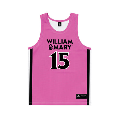 William & Mary - NCAA Women's Basketball : Amelia Basit - Pink Basketball Jersey-0