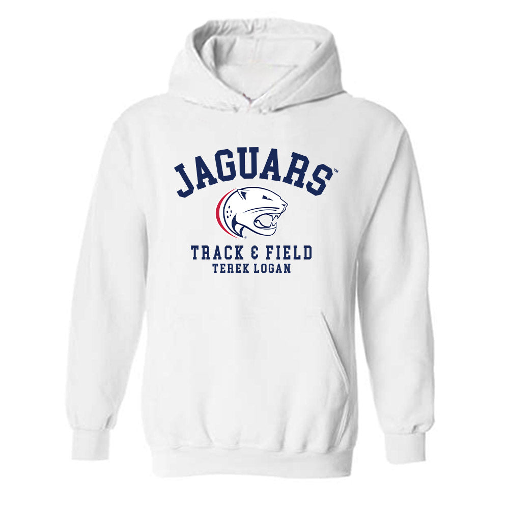 South Alabama - NCAA Men's Track & Field : Terek Logan - Classic Fashion Shersey Hooded Sweatshirt-0