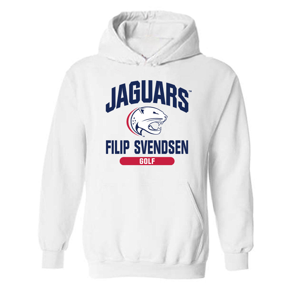 South Alabama - NCAA Men's Golf : Filip Svendsen - Classic Fashion Shersey Hooded Sweatshirt-0