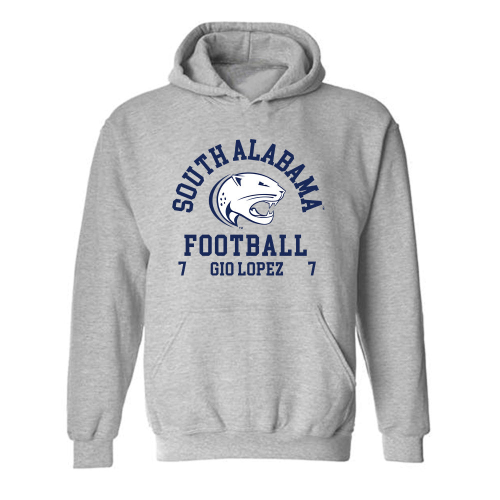 South Alabama - NCAA Football : Gio Lopez - Classic Fashion Shersey Hooded Sweatshirt