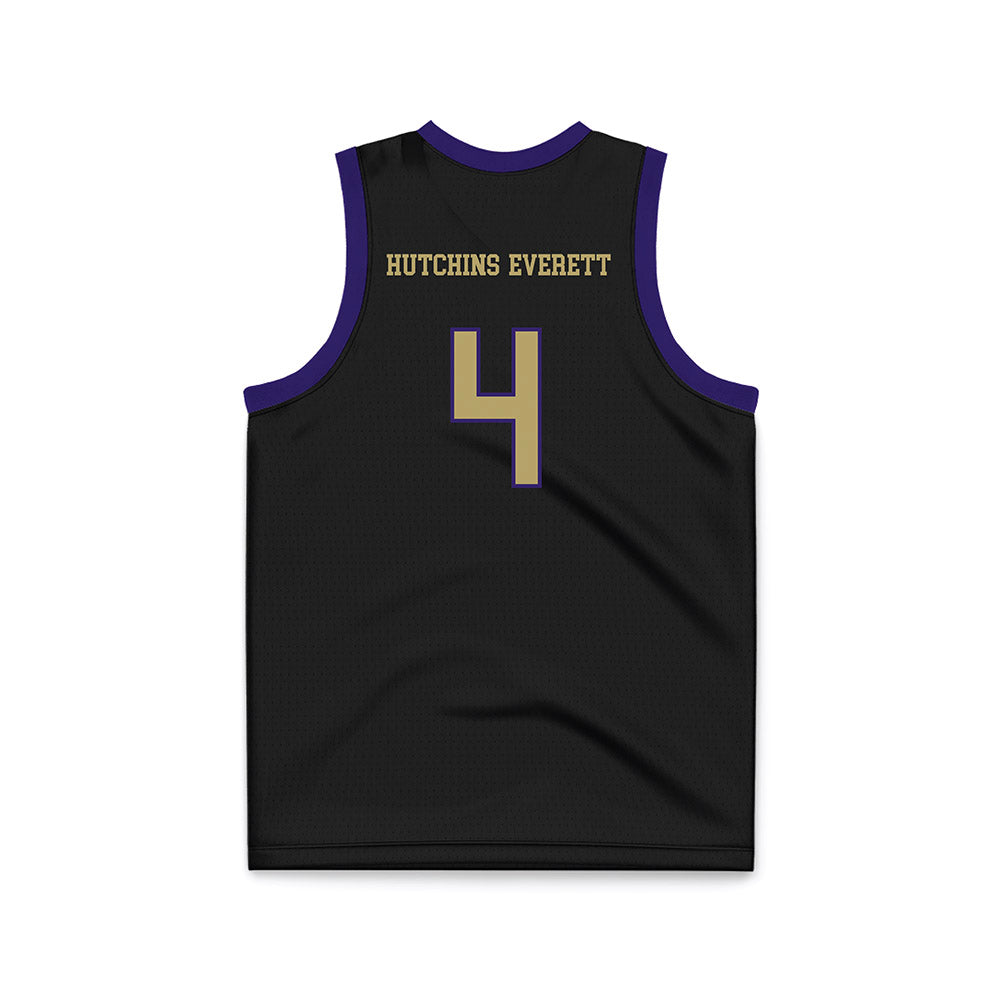 JMU - NCAA Men's Basketball : Elijah Hutchins-Everett - Black Basketball Jersey-1