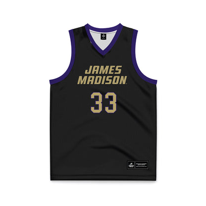 JMU - NCAA Men's Basketball : Gabe Newhof - Black Basketball Jersey-0