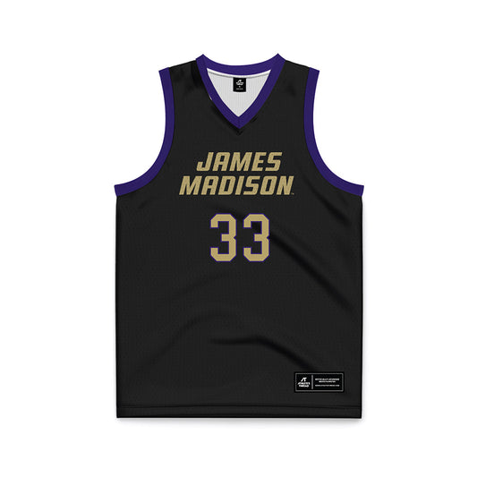 JMU - NCAA Men's Basketball : Gabe Newhof - Black Basketball Jersey-0