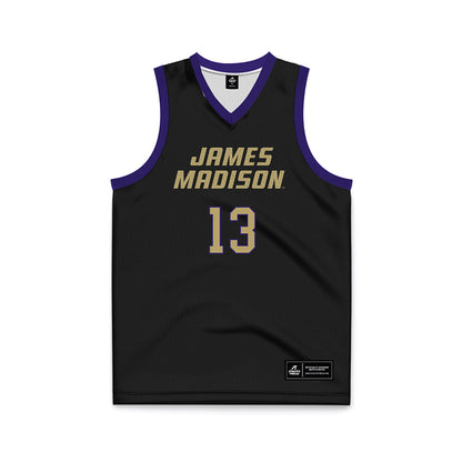 JMU - NCAA Men's Basketball : Preston Fowler - Black Basketball Jersey-0