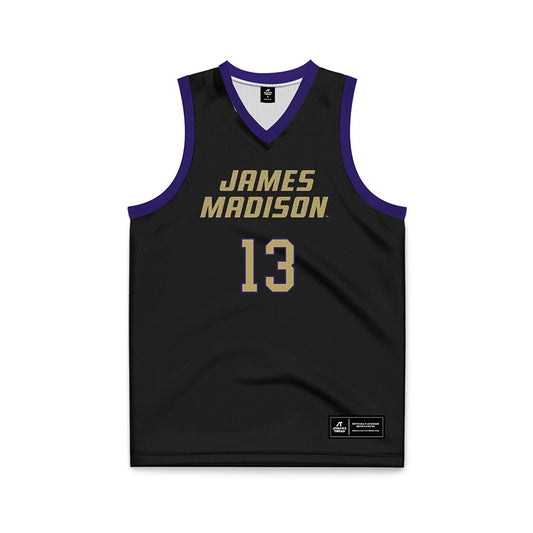 JMU - NCAA Men's Basketball : Preston Fowler - Black Basketball Jersey-0