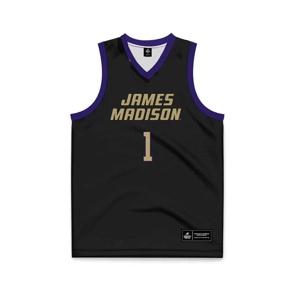 JMU - NCAA Men's Basketball : Xavier Brown - Black Basketball Jersey