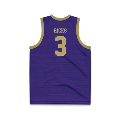 JMU - NCAA Men's Basketball : Eddie Ricks - Purple Basketball Jersey-1