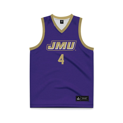 JMU - NCAA Men's Basketball : Elijah Hutchins-Everett - Purple Basketball Jersey-0