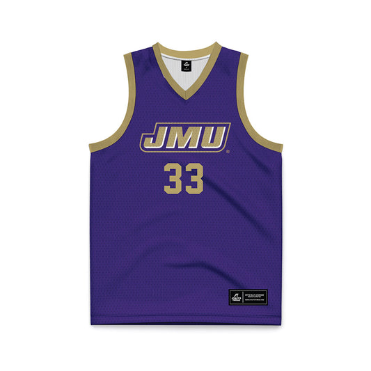 JMU - NCAA Men's Basketball : Gabe Newhof - Purple Basketball Jersey-0