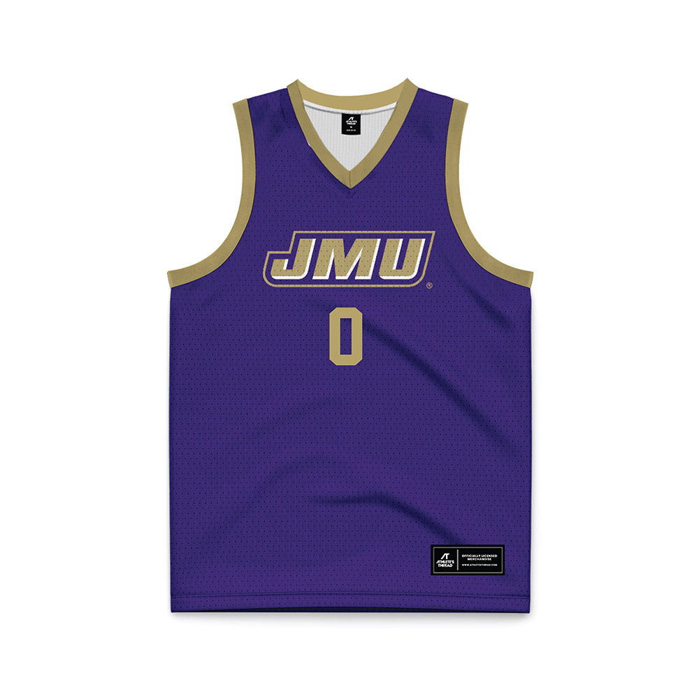 JMU - NCAA Men's Basketball : Christian Brown - Purple Basketball Jersey-0