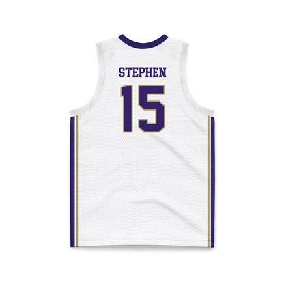 JMU - NCAA Men's Basketball : Joshua Stephen - White Basketball Jersey-1