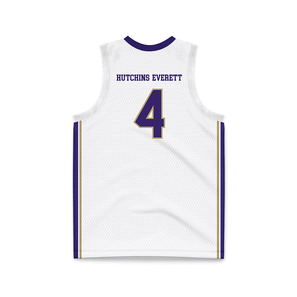 JMU - NCAA Men's Basketball : Elijah Hutchins-Everett - White Basketball Jersey-1