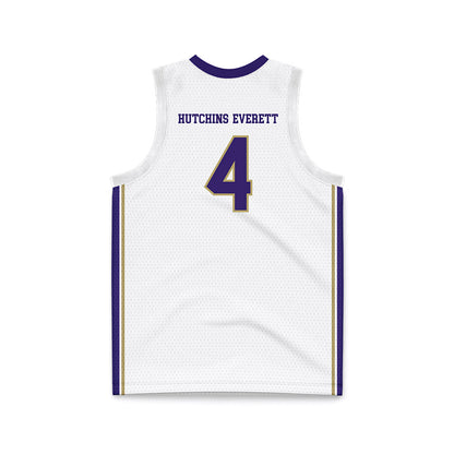 JMU - NCAA Men's Basketball : Elijah Hutchins-Everett - White Basketball Jersey-1