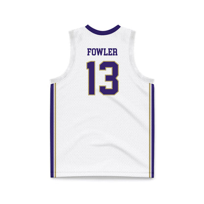 JMU - NCAA Men's Basketball : Preston Fowler - White Basketball Jersey-1