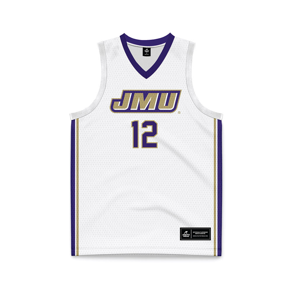 JMU - NCAA Men's Basketball : Oriekose Egbule - White Basketball Jersey-0