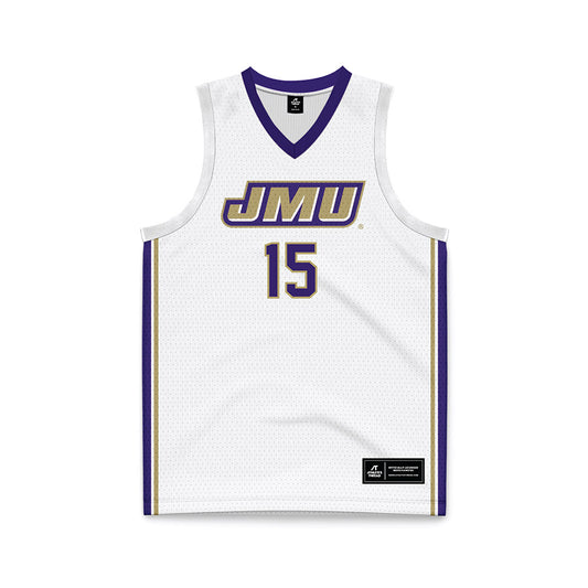 JMU - NCAA Men's Basketball : Joshua Stephen - White Basketball Jersey-0