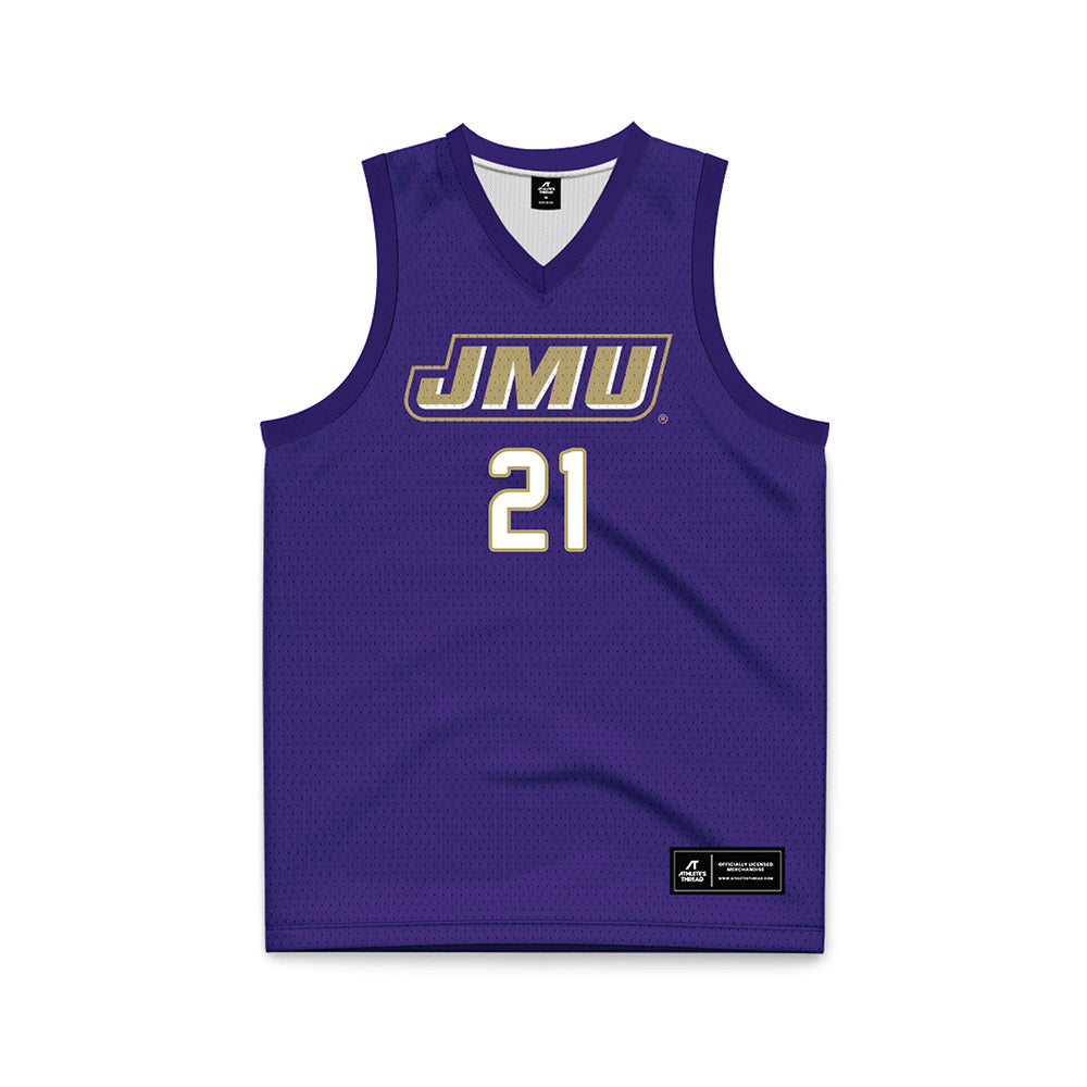 JMU - NCAA Women's Basketball : Zakiya Stephenson - Purple Basketball Jersey-0