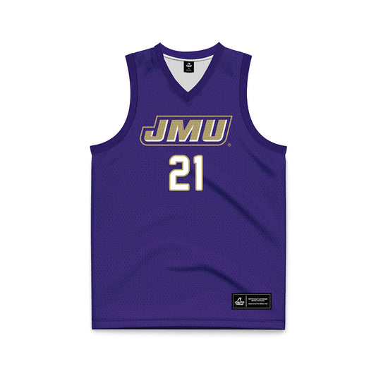 JMU - NCAA Women's Basketball : Zakiya Stephenson - Purple Basketball Jersey-0
