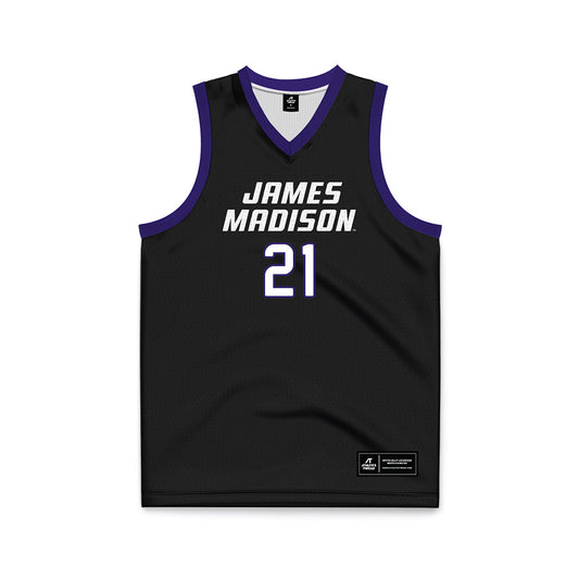 JMU - NCAA Women's Basketball : Zakiya Stephenson - Black Basketball Jersey-0