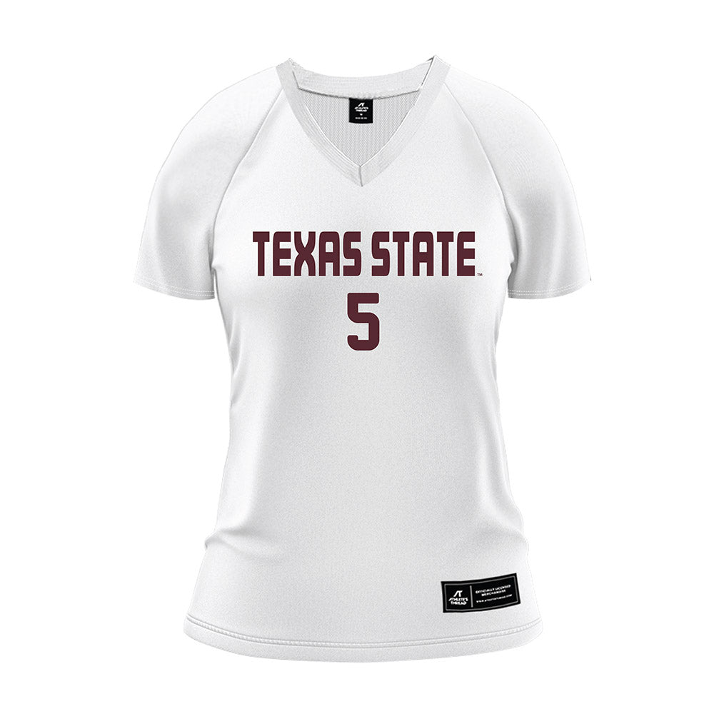 Texas State - NCAA Women's Volleyball : Jade Defraeye - White Volleyball Jersey