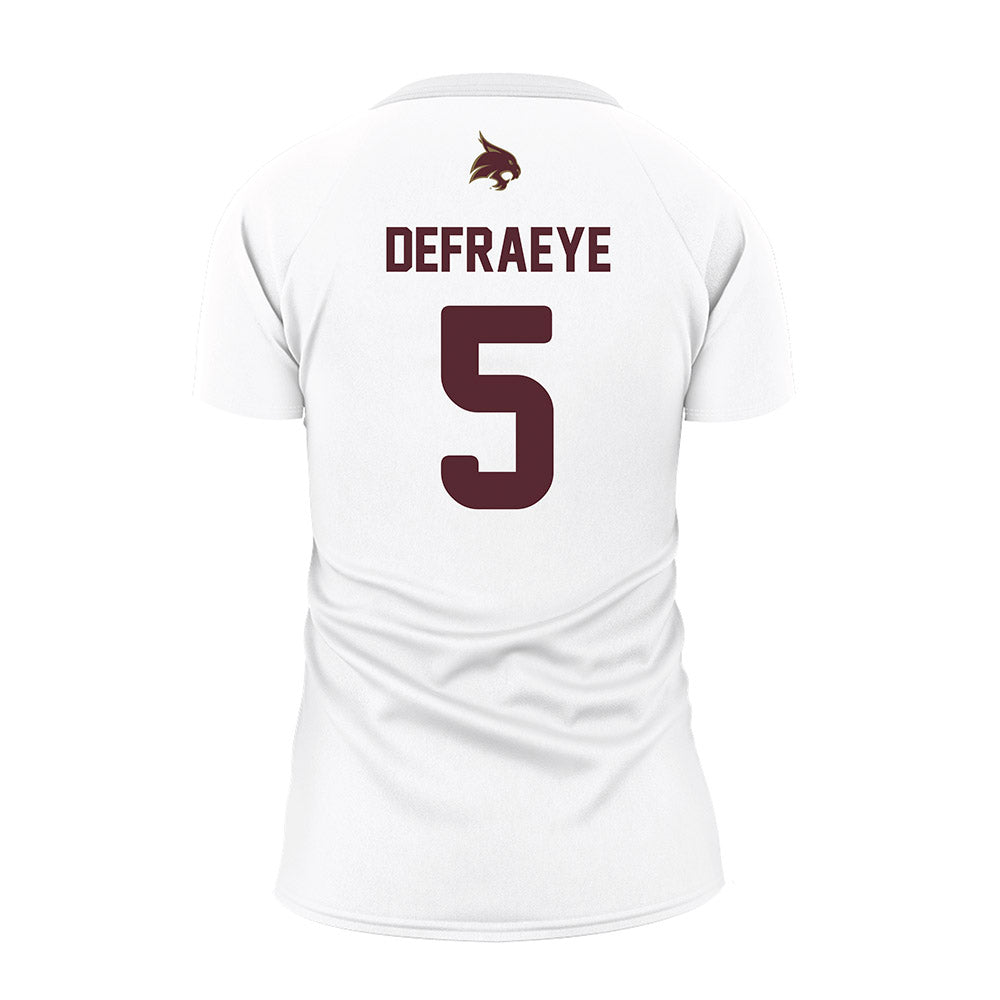 Texas State - NCAA Women's Volleyball : Jade Defraeye - White Volleyball Jersey