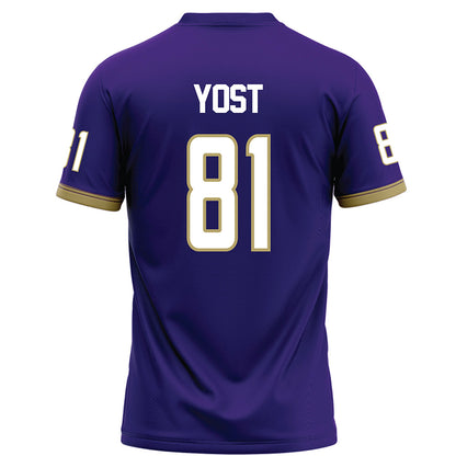 JMU - NCAA Football : Sue Yost - Purple Football Jersey-1
