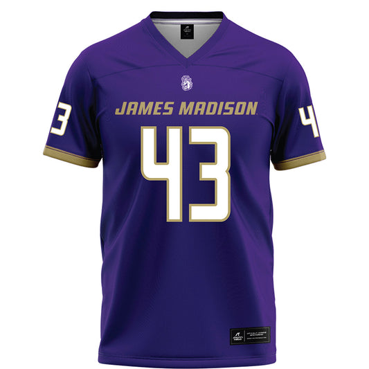 JMU - NCAA Football : Miles Halbert - Purple Football Jersey-0