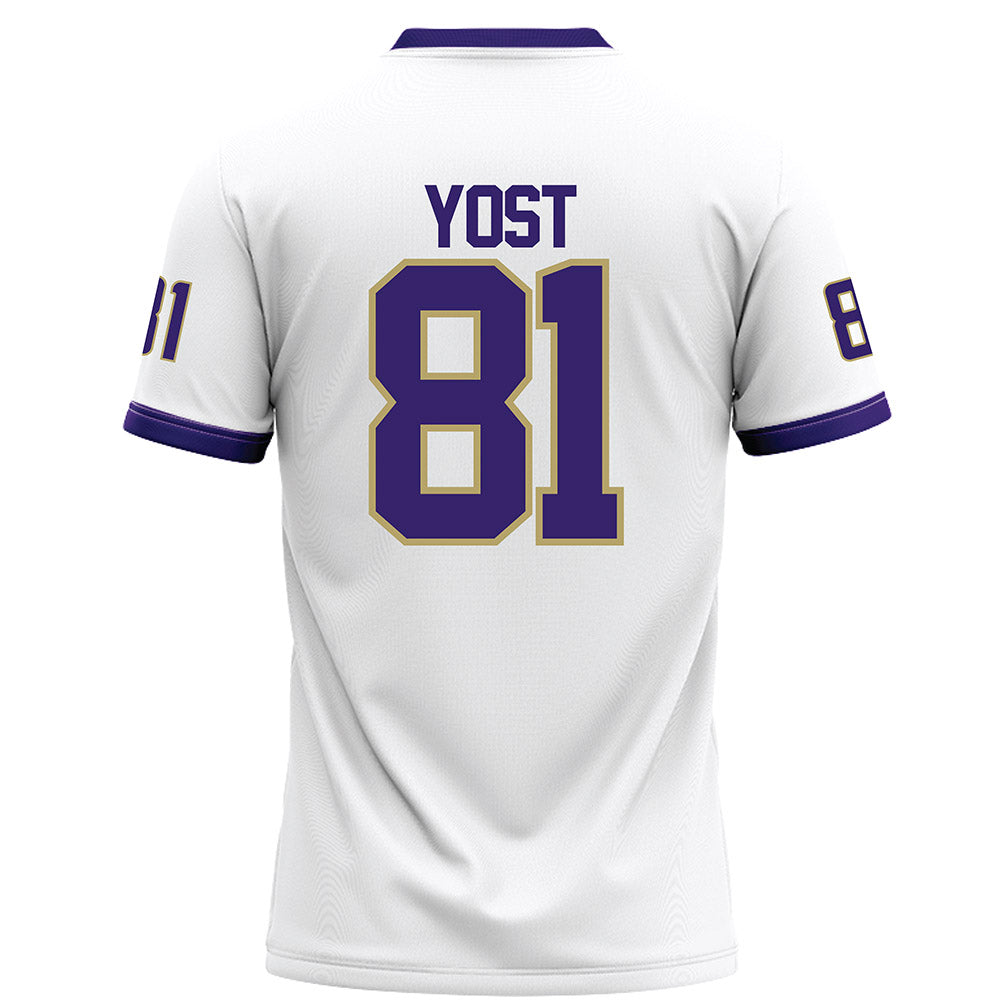 JMU - NCAA Football : Sue Yost - White Football Jersey-1