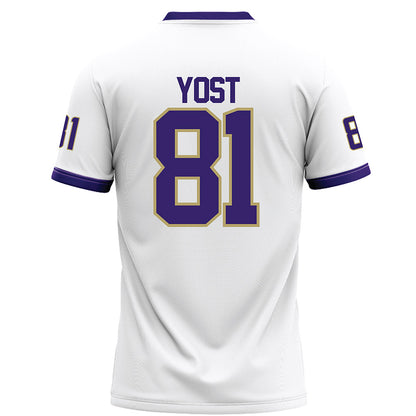 JMU - NCAA Football : Sue Yost - White Football Jersey-1