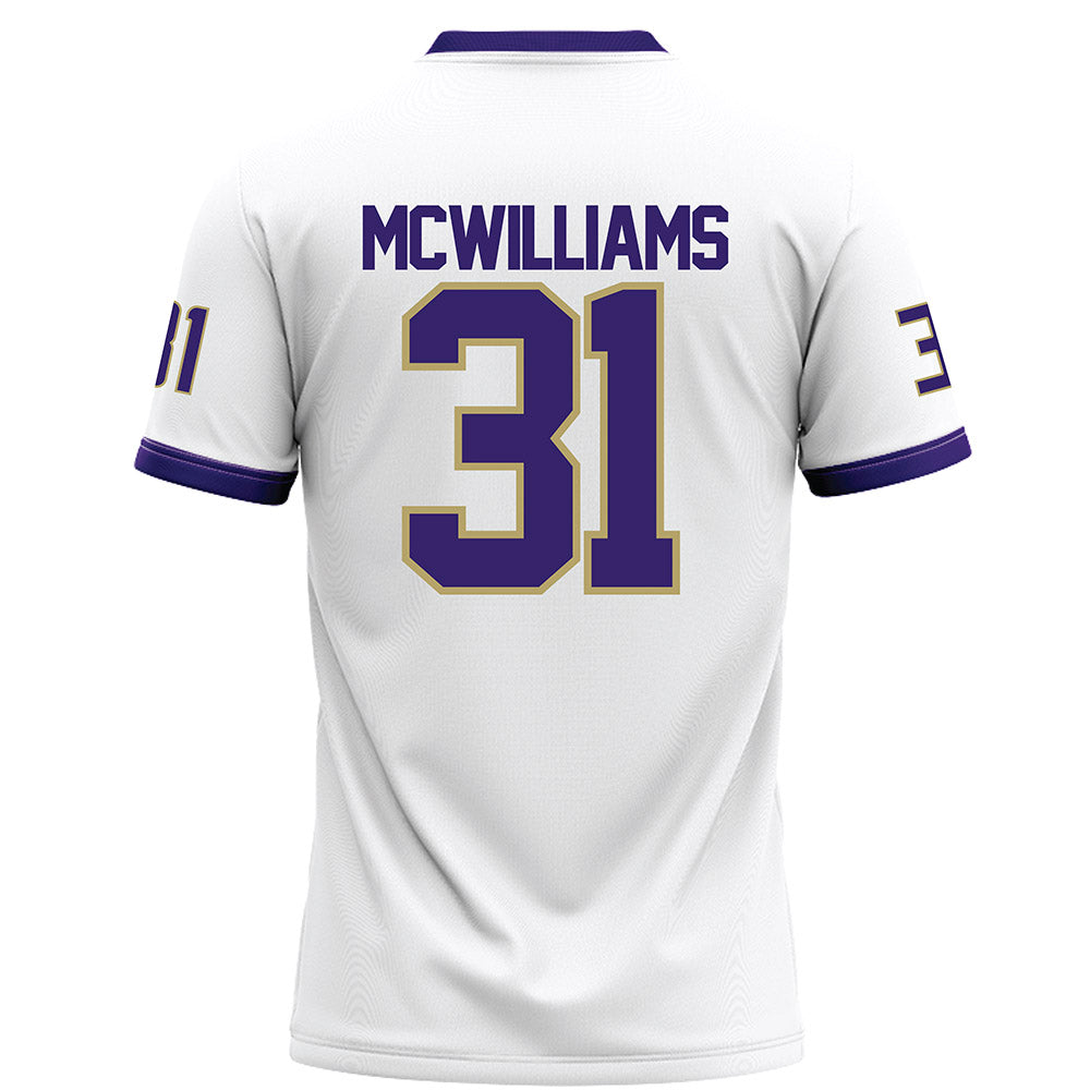 JMU - NCAA Football : Roddrey McWilliams - White Football Jersey-1