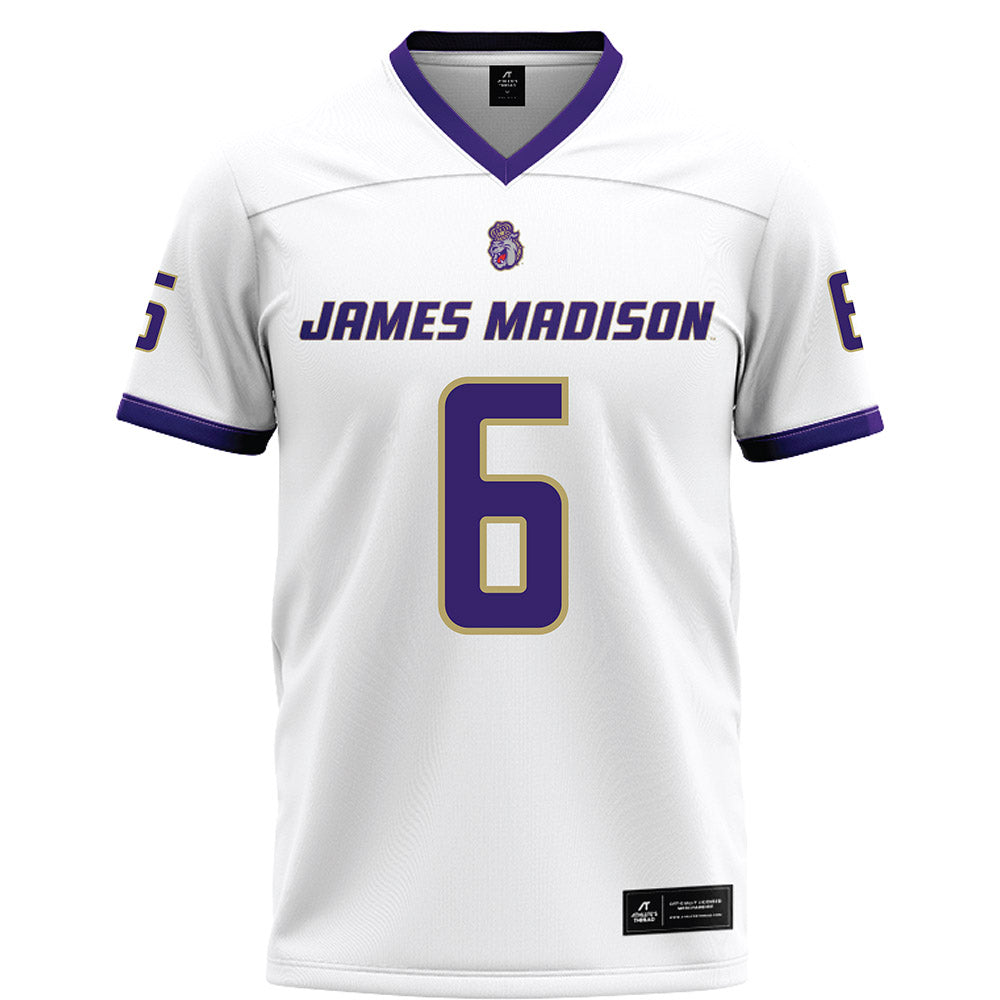 JMU - NCAA Football : Chantz Harley - White Football Jersey-0