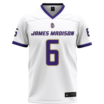 JMU - NCAA Football : Chantz Harley - White Football Jersey-0