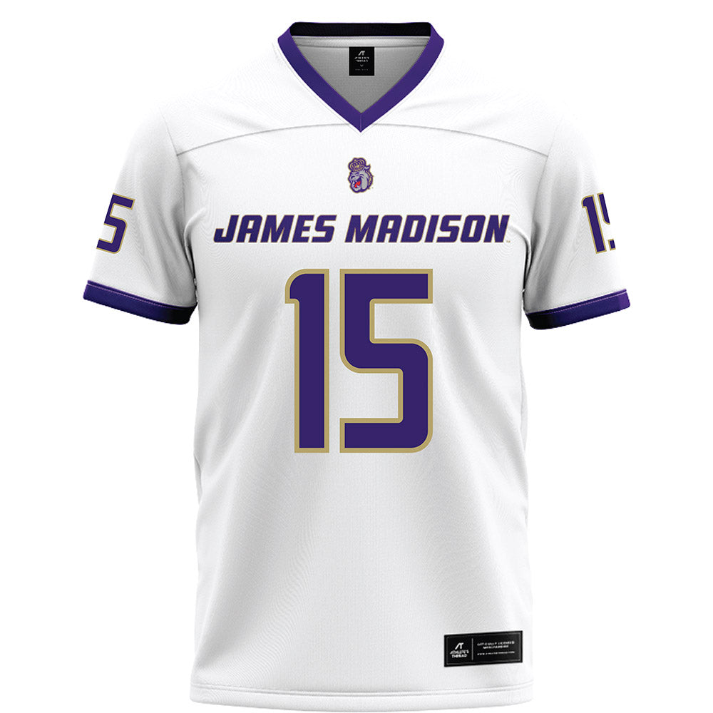 JMU - NCAA Football : Lacota Dippre - White Football Jersey-0