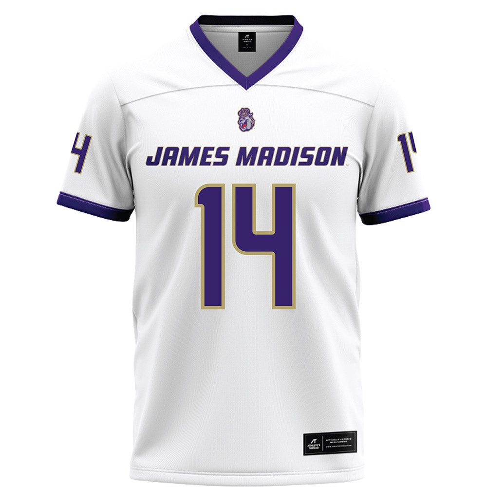 JMU - NCAA Football : KJ Flowe - White Football Jersey-0