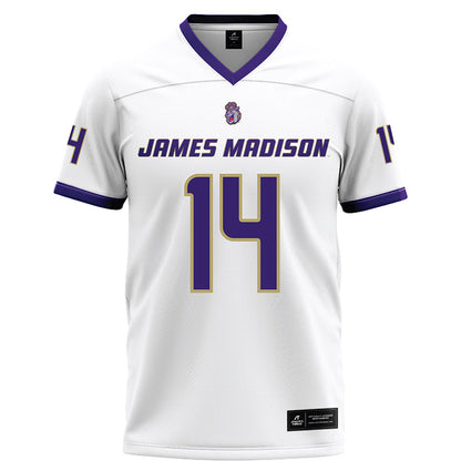 JMU - NCAA Football : KJ Flowe - White Football Jersey-0