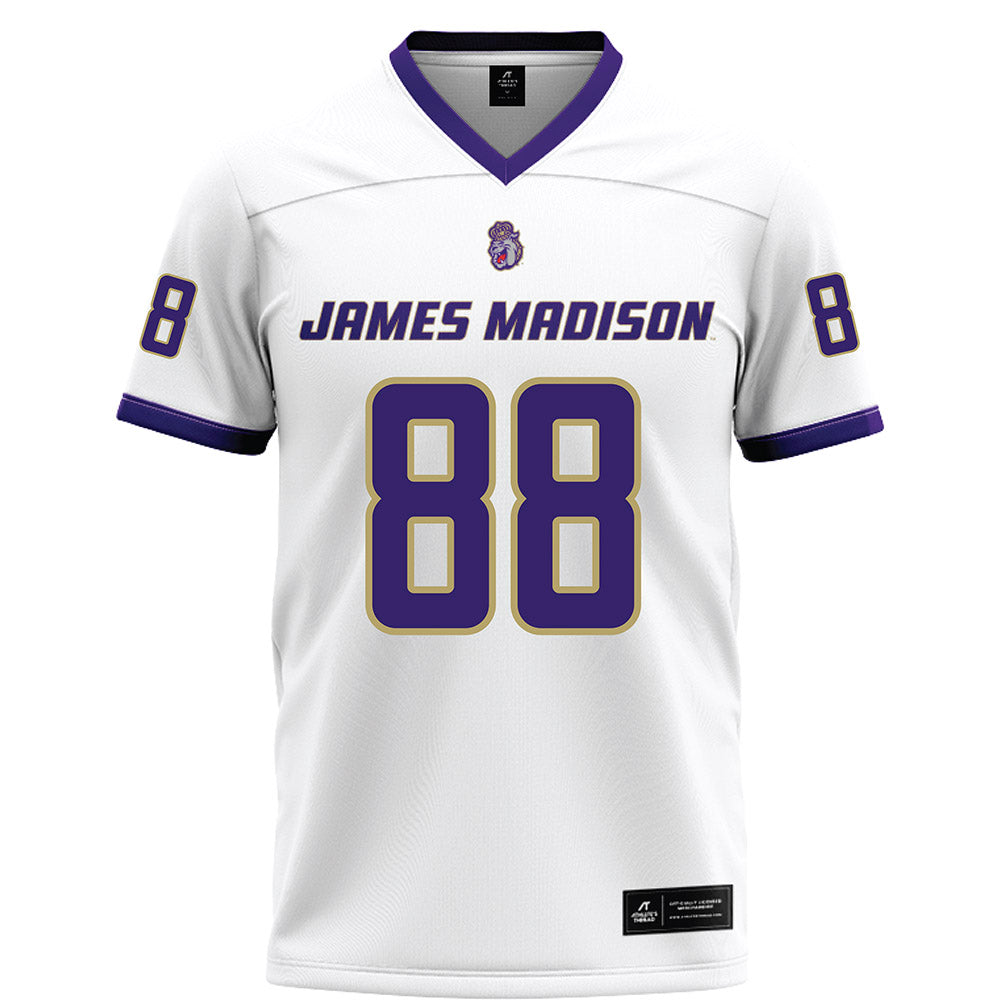 JMU - NCAA Football : Kells Bush - White Football Jersey-0