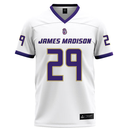 JMU - NCAA Football : Tre Leonard - White Football Jersey-0