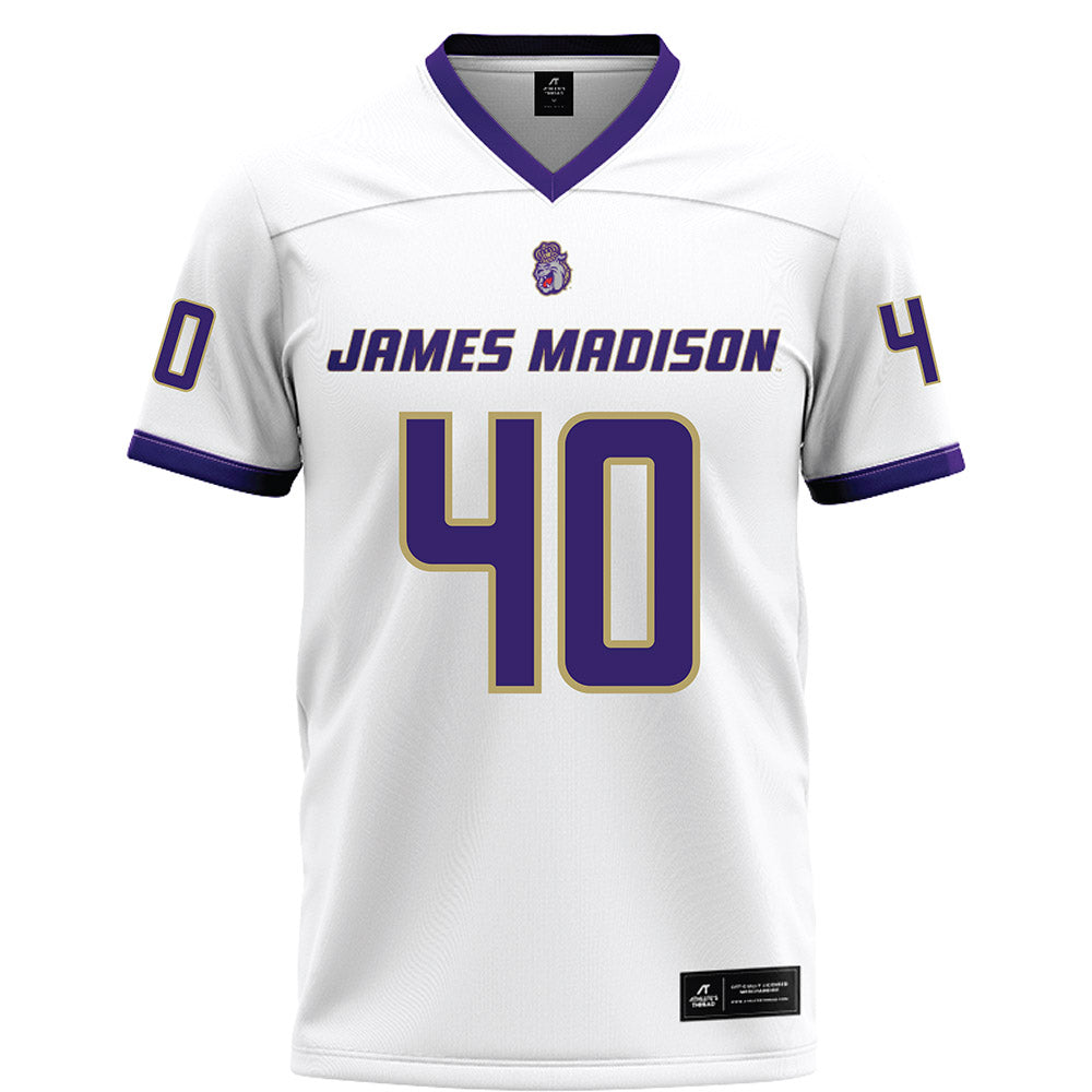 JMU - NCAA Football : Jackson Snyder - White Football Jersey-0