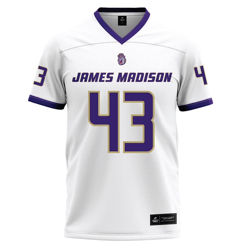 JMU - NCAA Football : Miles Halbert - White Football Jersey-0