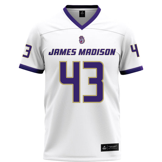 JMU - NCAA Football : Miles Halbert - White Football Jersey-0