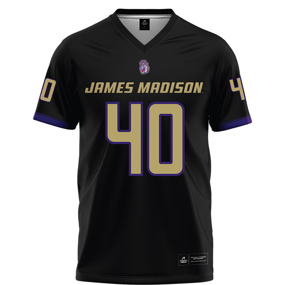 JMU - NCAA Football : Jackson Snyder - Black Football Jersey-0