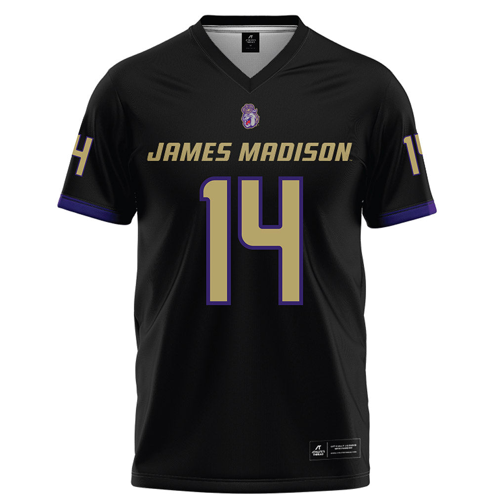 JMU - NCAA Football : KJ Flowe - Black Football Jersey-0