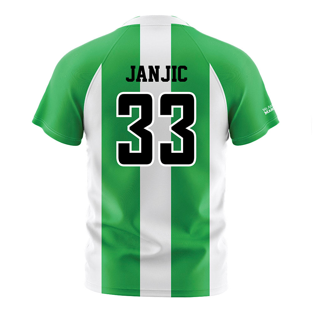 Marshall - NCAA Men's Soccer : Aleksa Janjic - Green/White Stripes Soccer Jersey-1