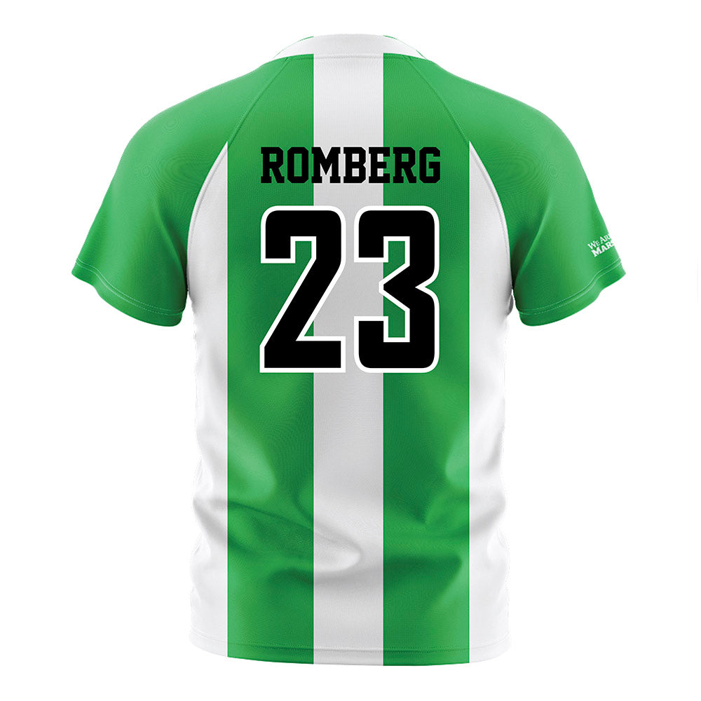 Marshall - NCAA Men's Soccer : Carl Romberg - Green/White Stripes Soccer Jersey-1
