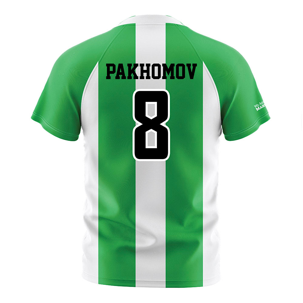 Marshall - NCAA Men's Soccer : Kirill Pakhomov - Green/White Stripes Soccer Jersey-1
