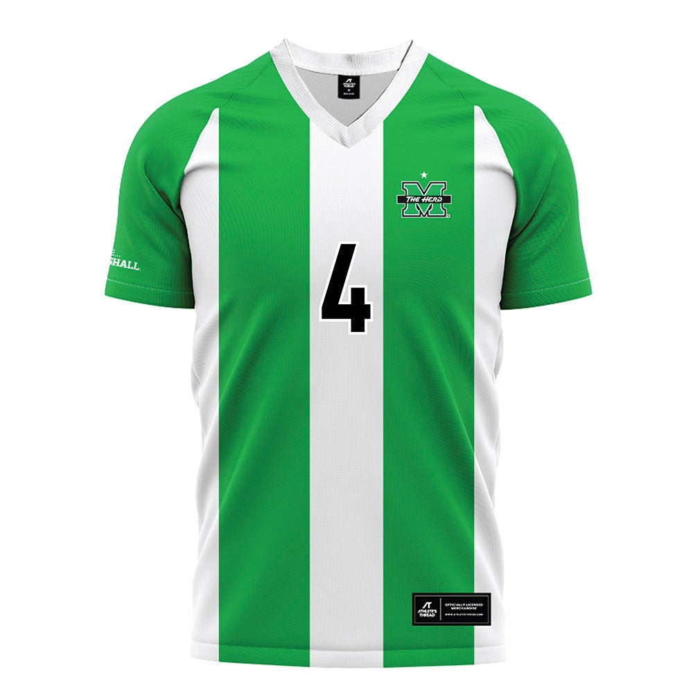 Marshall - NCAA Men's Soccer : Thiago Apolinario Pereira - Green/White Stripes Soccer Jersey-0