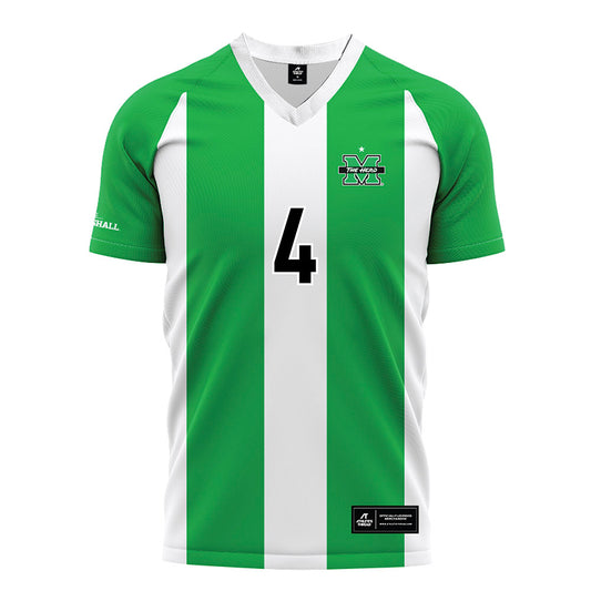 Marshall - NCAA Men's Soccer : Thiago Apolinario Pereira - Green/White Stripes Soccer Jersey-0