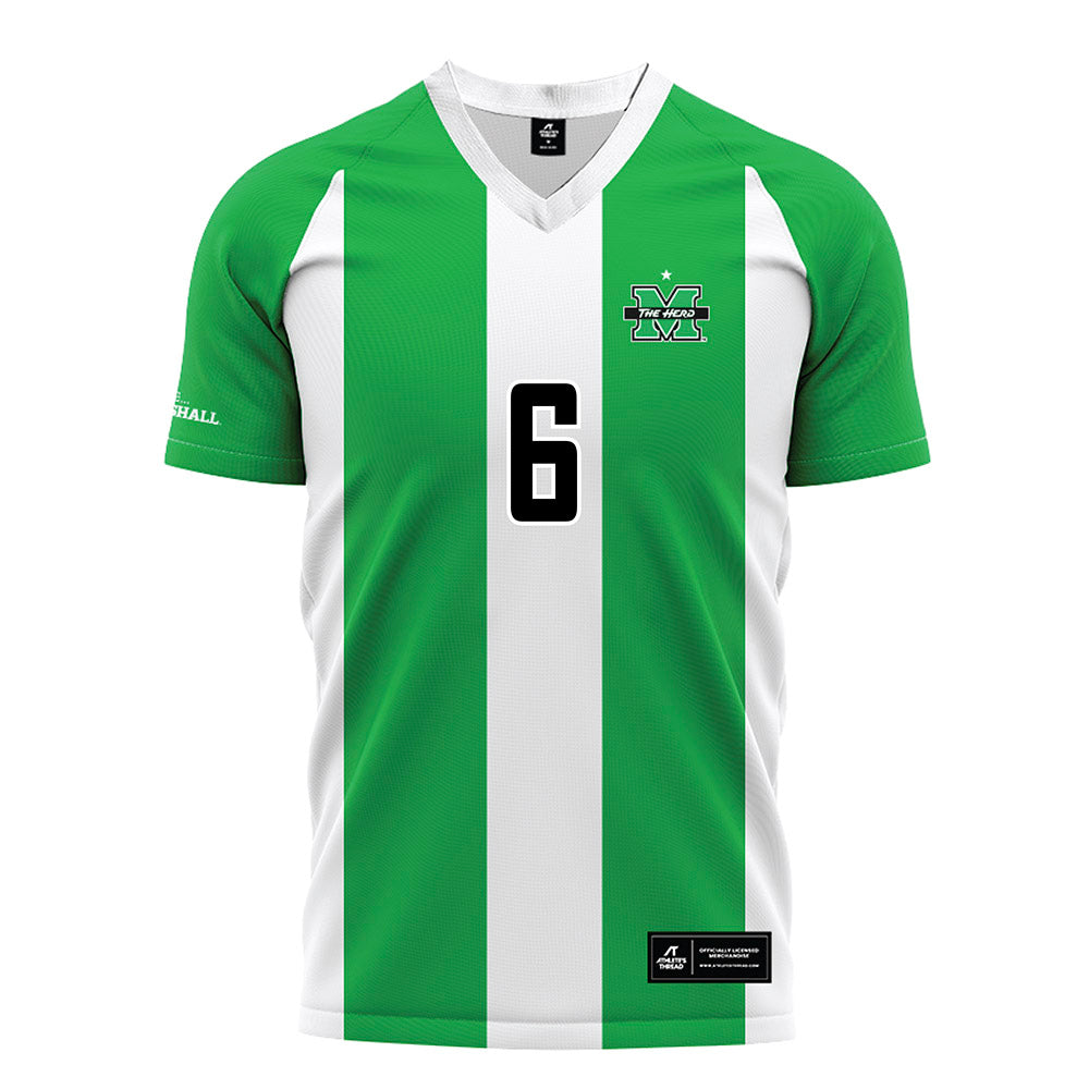 Marshall - NCAA Men's Soccer : Nikita Pakhomov - Green/White Stripes Soccer Jersey-0